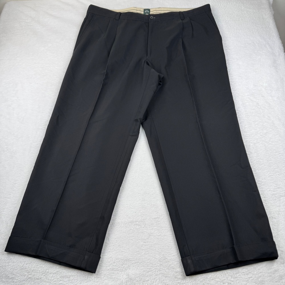 Hugo Boss Golf Roberts Pants Mens 42x34 Black Pleat Cuffs Dress Slacks Old Money